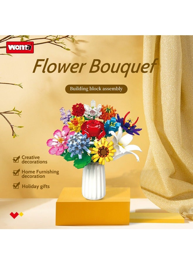 Bricks Flower Bouquet Building Sets（Not Included Vase ）, Artificial Flowers Building Kits, Flower Building Blocks for Kids 6+Years - Image 5