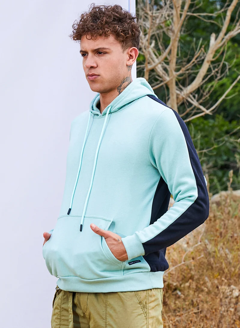 CAHOOT  Men's Sage Green Pullover Hoodie With Contrast Back for Men | Best Price UAE