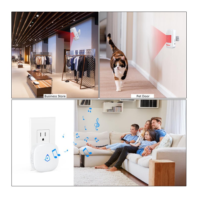 METAK Motion Sensor Door Chime, METAK Wireless Motion Detector Alarm Indoor for Business When Entering/Home Doorway/Store Entrance/Garage Security, Pet/Elderly/Dementia Monitoring Buzzer,PIR Door Entry Bell - Image 5