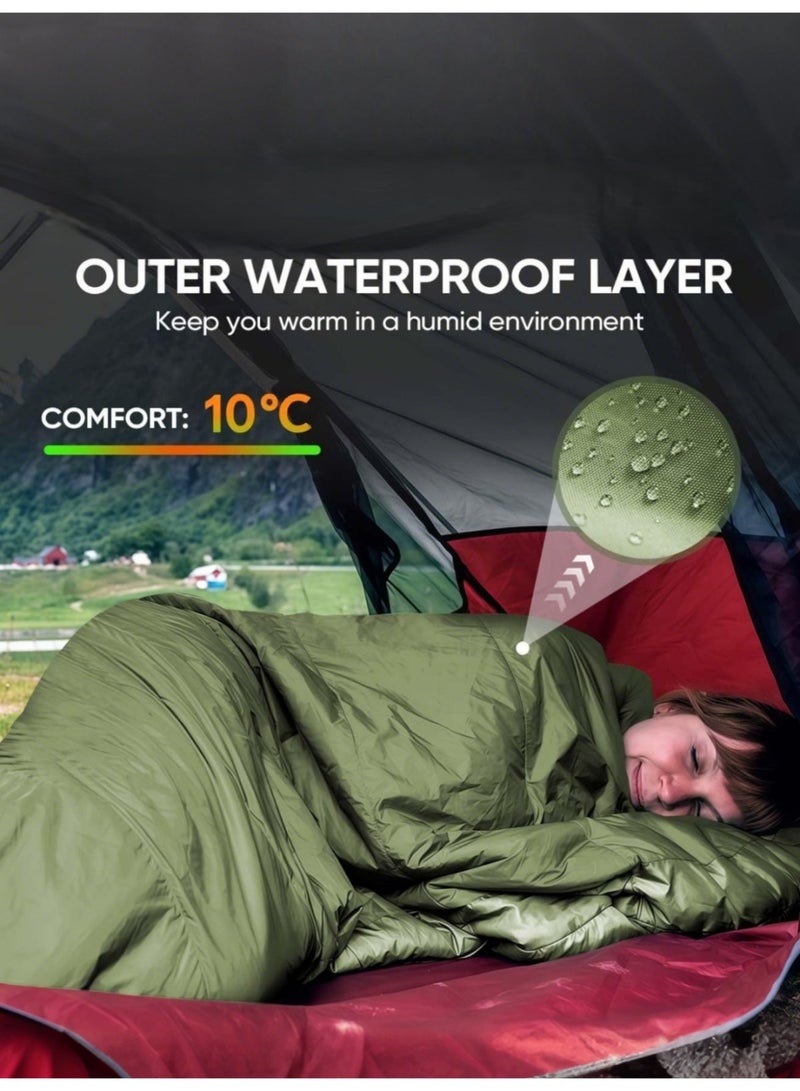Portable waterproof sleeping bag, lightweight camping sleeping bag, 210cm*75cm, all-season sleeping bag, suitable for both warm and cold weather, comes with a storage bag, can be used indoors and outdoors, microfiber filling, suitable for children, teenagers and adults, suitable for backpacking/hiking/camping/mountaineering. - Image 2