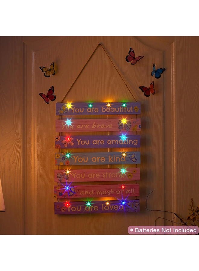 FIOBEE Girls Room Décor for Teen Girls Boys with LED Light Wall Decor for Bedroom Motivational Inspirational Wall Art Girl Room Decoration for Kids Studyroom, 8 Kinds of Lights, Purple Butterfly - Image 2