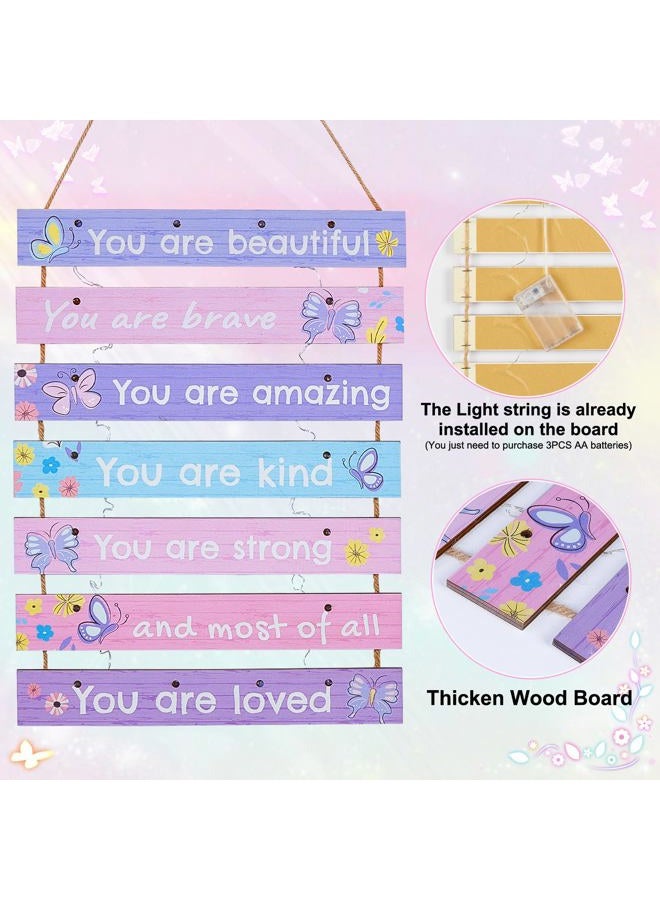 FIOBEE Girls Room Décor for Teen Girls Boys with LED Light Wall Decor for Bedroom Motivational Inspirational Wall Art Girl Room Decoration for Kids Studyroom, 8 Kinds of Lights, Purple Butterfly - Image 5