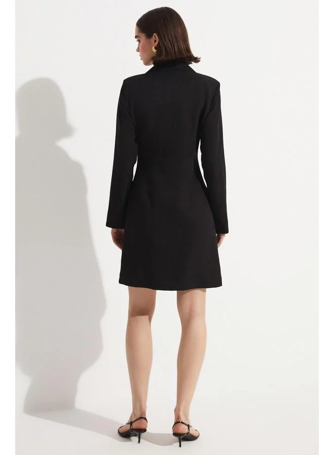 جون June Double Breasted Closure Jacket Dress Black