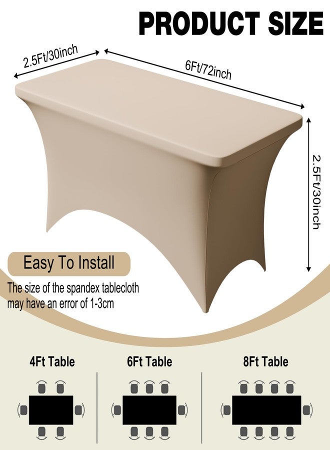 Trlyc 2 Pack 6FT Spandex Table Cloth - 72 x 30 Inch Rectangular Stretch Tablecloth, Wrinkle Resistant Scretch Table Cover for Wedding, Party, Banquet, Picnic, Outdoor Decoration (2Pcs,Champagne) - Image 3