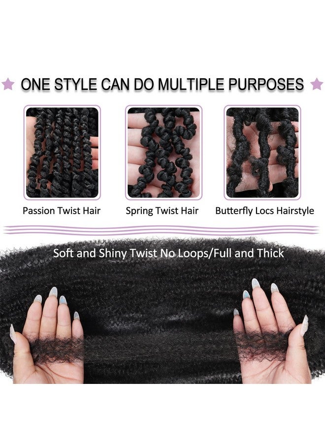 Marley Hair 24 Inch 8 Packs Pre Separated Springy Afro Twist Hair Marley Twist Braiding Hair For Faux Locs Crochet Hair Synthetic Protective Spring Twist Hair Extensions For Women (1B)