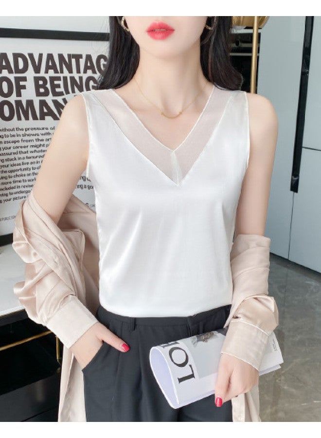 Modal Lightweight Solid Color Elegant Lace V-Neck Ice Silk Premium Layering Piece Wearable Outerwear - Image 1