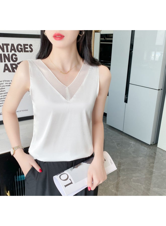 Modal Lightweight Solid Color Elegant Lace V-Neck Ice Silk Premium Layering Piece Wearable Outerwear - Image 4