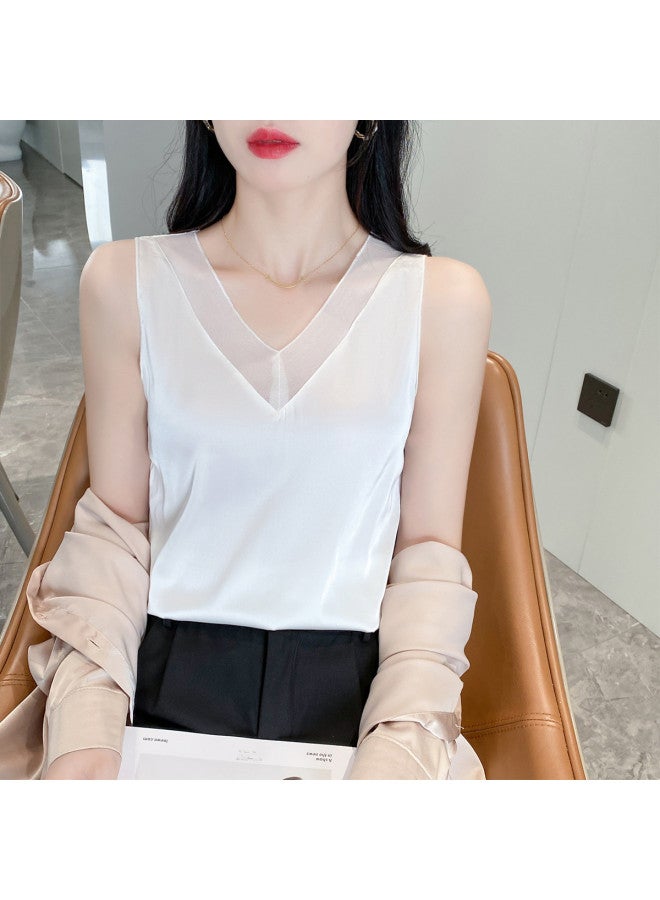 Modal Lightweight Solid Color Elegant Lace V-Neck Ice Silk Premium Layering Piece Wearable Outerwear - Image 5