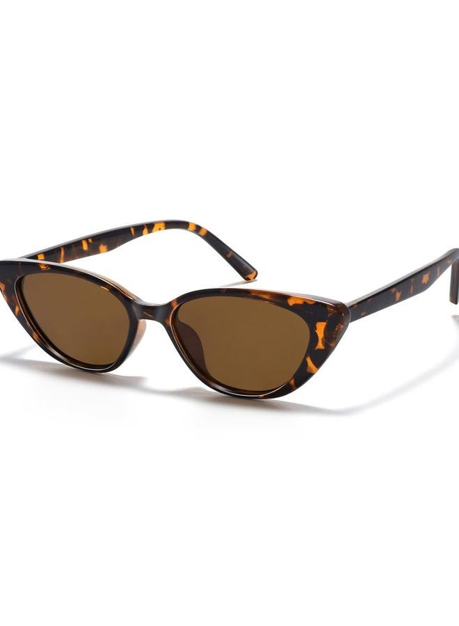 MACJERO Narrow Small Retro Polarized Cat Eye Sunglasses for Women Trendy Driving Glasses, Tortoise, Small - Image 2