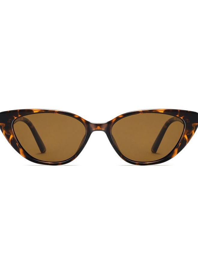 MACJERO Narrow Small Retro Polarized Cat Eye Sunglasses for Women Trendy Driving Glasses, Tortoise, Small - Image 1