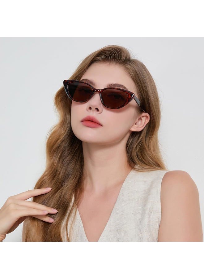 MACJERO Narrow Small Retro Polarized Cat Eye Sunglasses for Women Trendy Driving Glasses, Tortoise, Small - Image 4