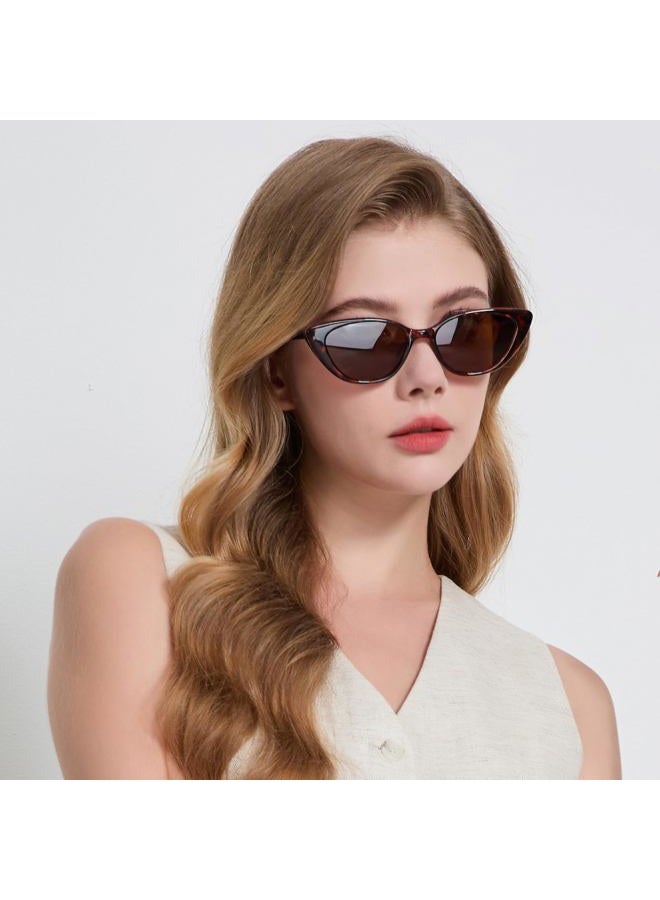 MACJERO Narrow Small Retro Polarized Cat Eye Sunglasses for Women Trendy Driving Glasses, Tortoise, Small - Image 5
