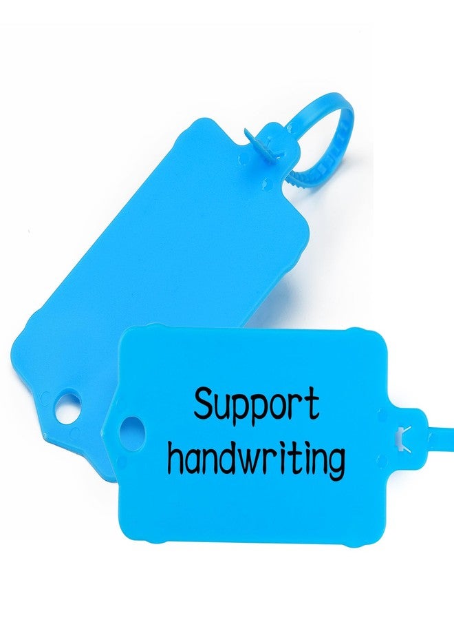 LeadSeals 100pcs Blank Plastic Tags for Labeling Reusable Hanging Tags Ties Key Tags Storage Tags Waterproof Plastic Mark Label Writable Hang Sign (Blue) - Image 5