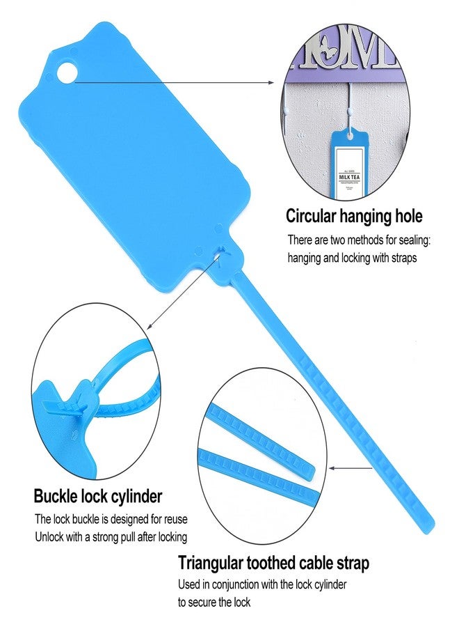 LeadSeals 100pcs Blank Plastic Tags for Labeling Reusable Hanging Tags Ties Key Tags Storage Tags Waterproof Plastic Mark Label Writable Hang Sign (Blue) - Image 4