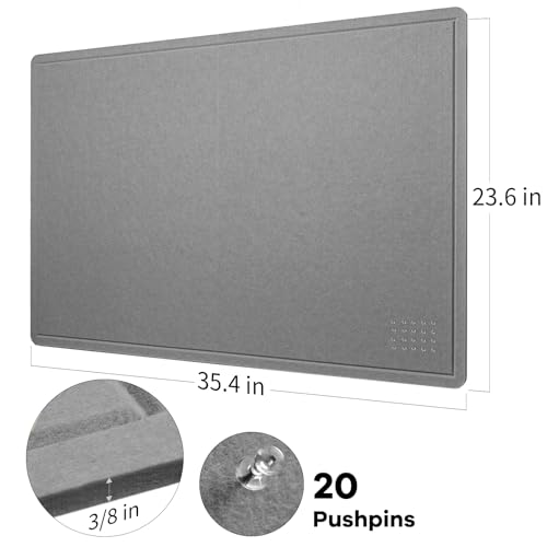 Lightomorrow Bulletin Board, 36 x 24 inches Felt Board - Decorative Pin Board, Cork Board Alternative for Wall, 3' x 2' Foldable Self-Adhesive Vision Board Prayer Board with 20 Pushpins - Gray - Image 4