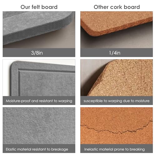 Lightomorrow Bulletin Board, 36 x 24 inches Felt Board - Decorative Pin Board, Cork Board Alternative for Wall, 3' x 2' Foldable Self-Adhesive Vision Board Prayer Board with 20 Pushpins - Gray - Image 5