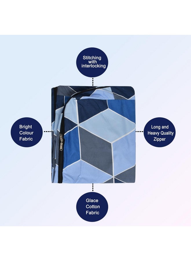 Asian ASIAN Handloom Cotton 300TC 4 x 6.25 feet Single Bed Mattress Cover Protector with Zip/Chain (Geometric Blue,1 pc Dewan 75x48x5)  - Image 5