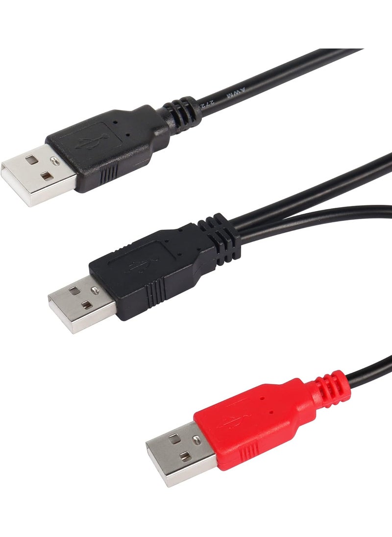 CERRXIAN CERRXIAN 1m Dual USB Type A 20 Male to USB A 20 Data Sync  Power Y Cable for External HardUSB HUB2a  - Image 5