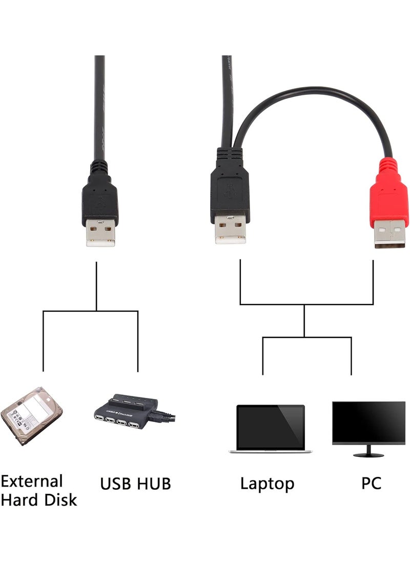 CERRXIAN CERRXIAN 1m Dual USB Type A 20 Male to USB A 20 Data Sync  Power Y Cable for External HardUSB HUB2a  - Image 4