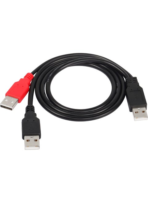 CERRXIAN 1m Dual USB Type A 20 Male to USB A 20 Data Sync  Power Y Cable for External HardUSB HUB2a