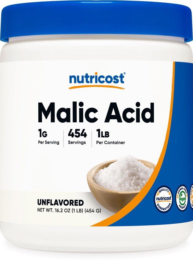 Nutricost Malic Acid Powder 1LB - Gluten Free, Non-GMO (454 Grams) - Image 1