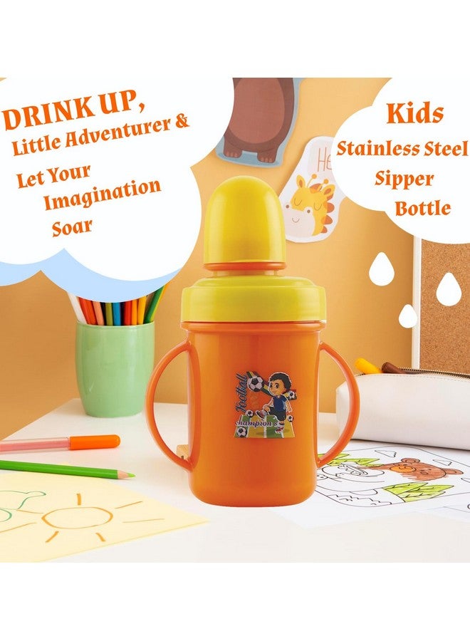 Nabhya Hippo Big 350 Ml Stainless Steel Plastic Spout Sipper Cup For Kids Age 3-36 Months (Orange) - Image 3