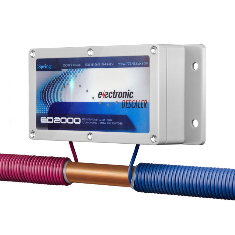 iSpring جهاز iSpring ED2000 لإزالة الترسبات من المياه لكامل المنزل، بديل إلكتروني خالي من الملح لمعالجة المياه العسرة، يقلل من الترسبات ويمنع تراكمها، مختلف عن أجهزة تليين المياه - Image 1