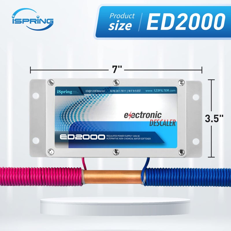 iSpring جهاز iSpring ED2000 لإزالة الترسبات من المياه لكامل المنزل، بديل إلكتروني خالي من الملح لمعالجة المياه العسرة، يقلل من الترسبات ويمنع تراكمها، مختلف عن أجهزة تليين المياه - Image 5