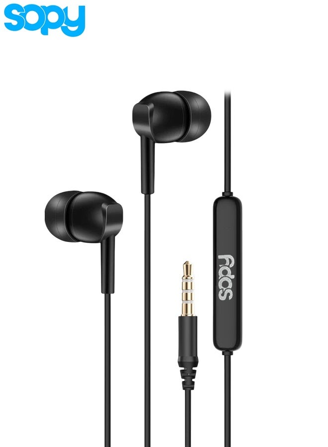 Sopy SP-301 Wired Earphones: Immerse Yourself in High-Fidelity Audio with 10mm Deep Bass Drivers, Ergonomic Semi-In-Ear Comfort, and a Clear HD Microphone for Professionals and Students Alike - Image 2