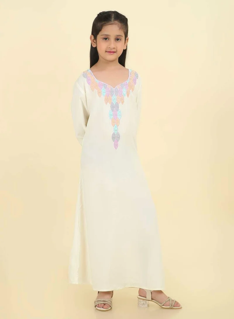 HANA & SARA Luxury Hand-Embroidered Girls Arabic Jalabiya