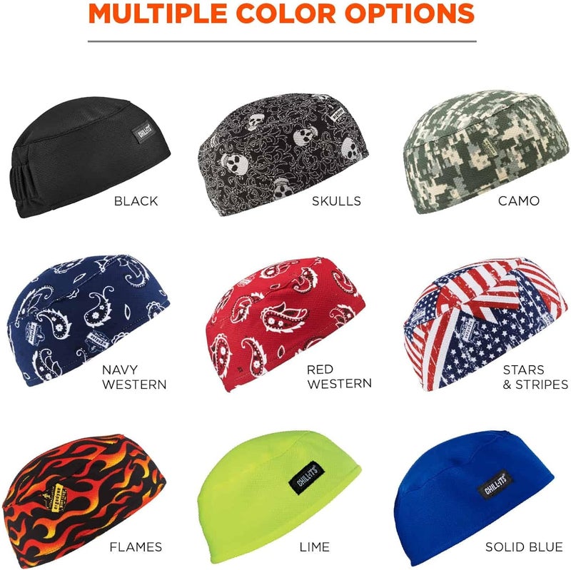 Ergodyne Ergodyne Chill Its 6630 Skull Cap Lined with Terry Cloth Sweatband Sweat Wicking Blue - Image 4