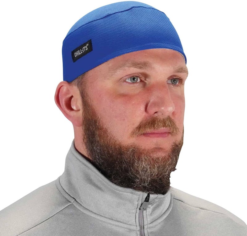 Ergodyne Ergodyne Chill Its 6630 Skull Cap Lined with Terry Cloth Sweatband Sweat Wicking Blue - Image 1