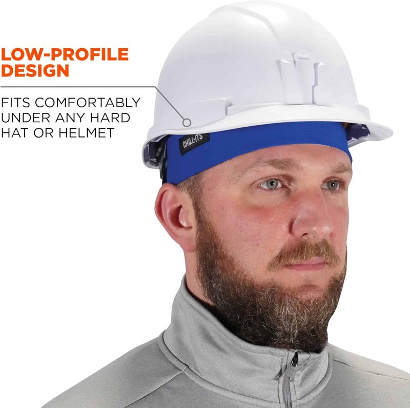 Ergodyne Ergodyne Chill Its 6630 Skull Cap Lined with Terry Cloth Sweatband Sweat Wicking Blue - Image 5