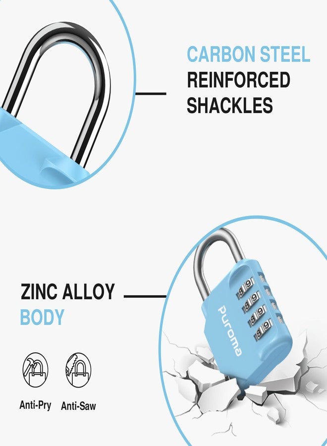 Puroma 2 Pack Combination Lock for Locker 4 Digit Outdoor Waterproof Padlock for School, Gym, Sports, Fence, Toolbox, Gate, Case, Outdoor, Hasp Storage, Cabinets (Sky Blue) - Image 5