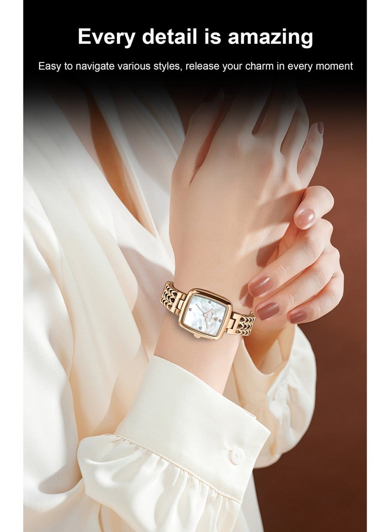 GOHUOS Women's Quartz Watch, Top Brand Luxury Fashion Stainless Steel Band Waterproof Analog Classic Wrist Watch - 28mm - Rose Golden/White - Mother or Girlfriend Gift & Eid Ramadan Gifts - Image 5