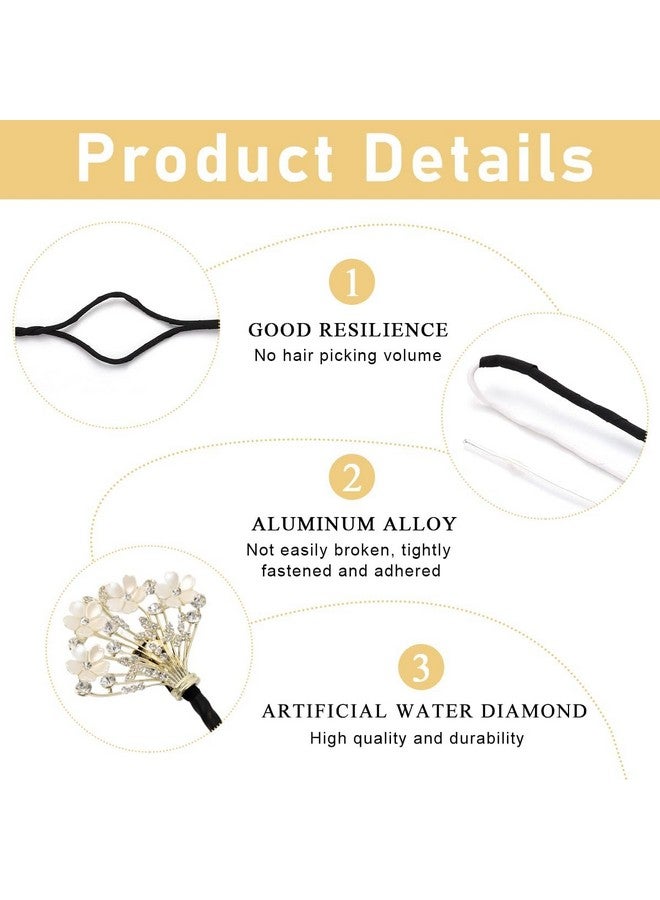 VINSU Hair Bun Accessories for Women Girls - Rhinestone Feather Hair Bun Clips for Women - Stylish Bun Shaper (White Floral) - Image 4