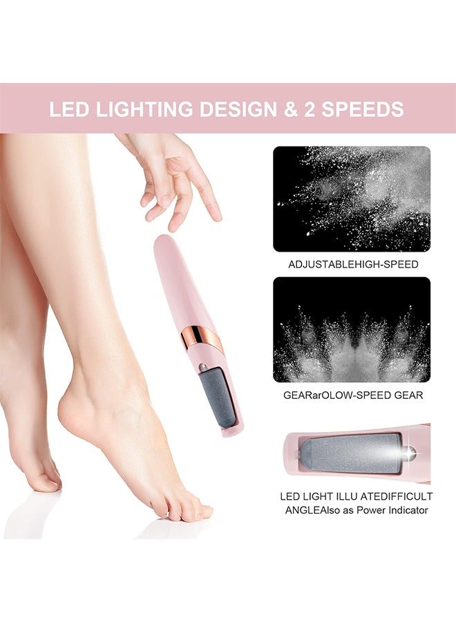 Electric Foot File, USB Rechargeable Feet Callus Remover with 2 Speed of Replacement Rollers & LED Lights, Professional Hard Skin Remover Foot Care Tools for Cracked Heels Calluses & Dead Skin, Pink - Image 3
