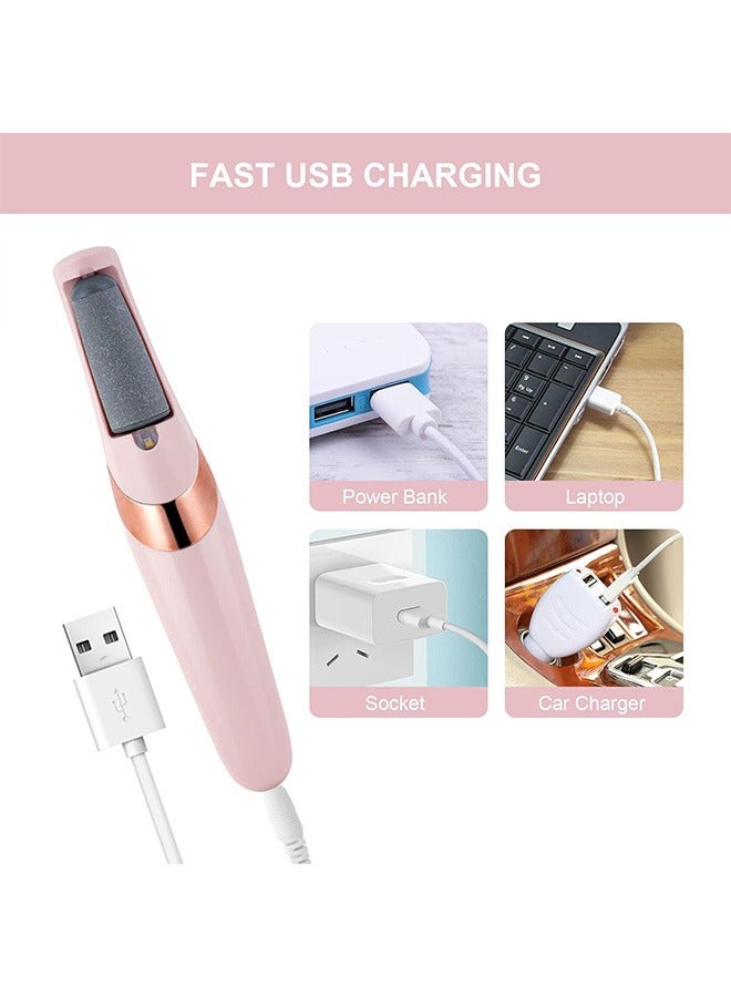 Electric Foot File, USB Rechargeable Feet Callus Remover with 2 Speed of Replacement Rollers & LED Lights, Professional Hard Skin Remover Foot Care Tools for Cracked Heels Calluses & Dead Skin, Pink - Image 5