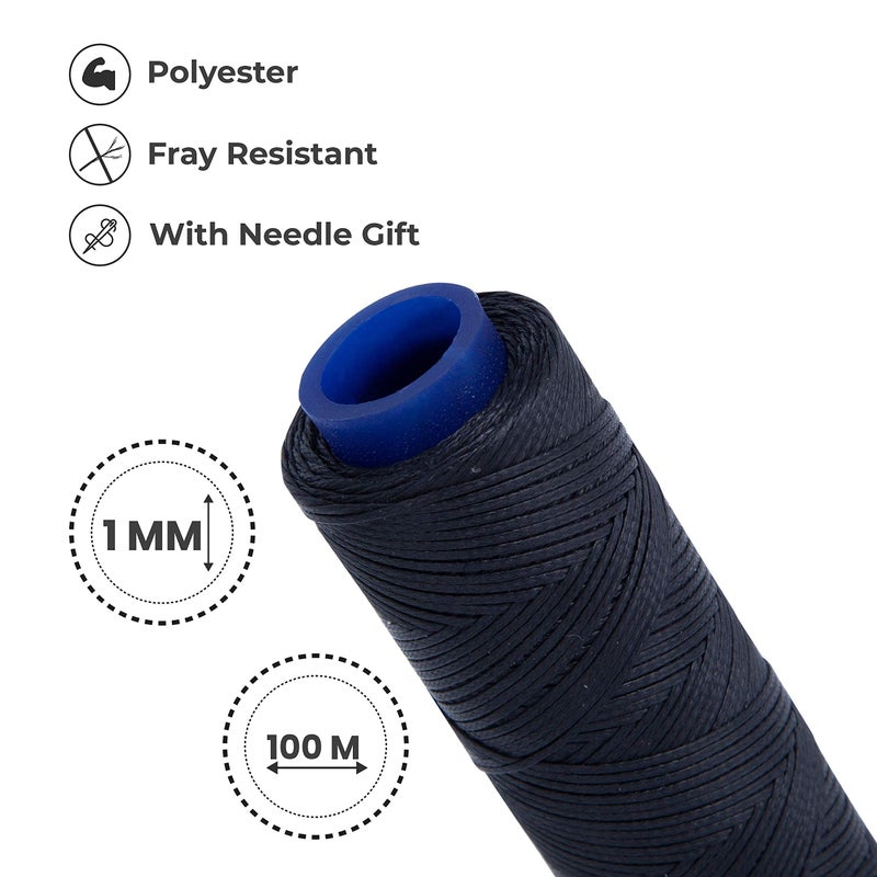 Shelver Waxed Thread, Strong Thread for Leather, Upholstery, Shoe, Bag, incl. Needle (Colour: Black) - Image 2