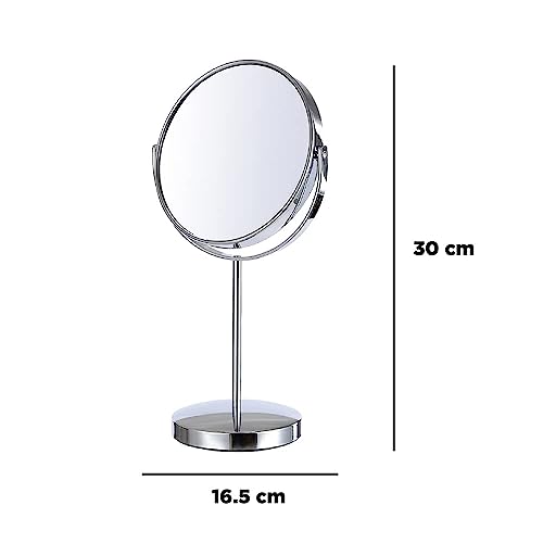 EASY2HOME Makeup Mirror Steel Heavy Double Sided Round Tabletop Vanity Mirror with Stand in One Side Magnifying,Diameter 6 inch, Silver - Image 4