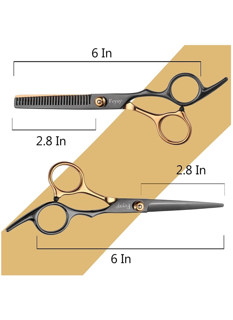 Arabest Hair Cutting Scissors Set, 8Pcs Professional Hairdressing Shears Kit, Stainless Steel Thinning Scissors, Comb, Clips, Black Hairdressing Shears Set for Barber, Salon, Home, for Kids Women Men  - Image 5