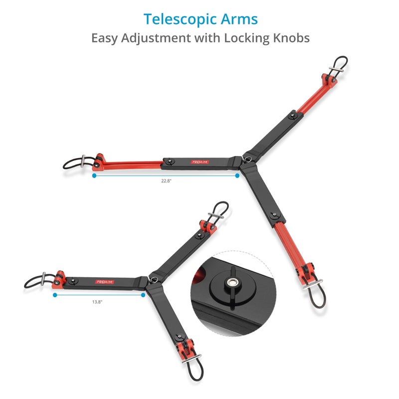 PROAIM Heavy-Duty Ground Spreader V1 for Twin Spiked Feet Camera Tripods. 13.8 to 22.8" Adjustable Radius. Payload up to 90kg/209lb(P-RBSP-V1) - Image 4