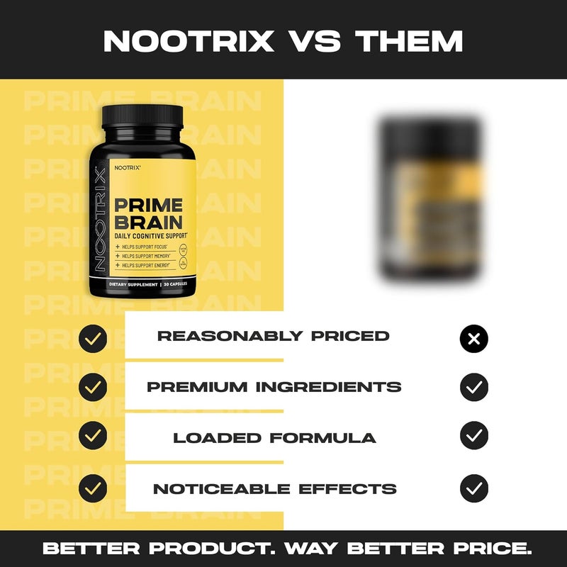 Nootrix مكمل براين نوتروبيك برايم يدعم الذاكرة والتركيز العقلي وصحة الإدراك والطاقة ويعزز المزاج الصحي ووظيفة الدماغ جينكو بيلوبا ومانا الأسد وL-ثيانين 90 كبسولة - Image 4