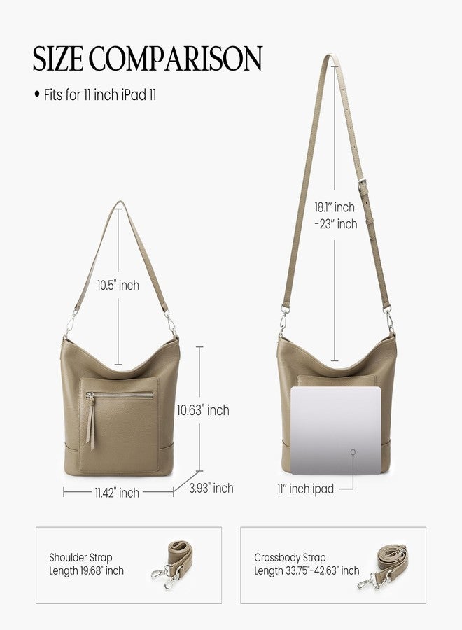 befen Real Leather Crossbody Bucket Bags for Women, Women's Lightweight Cross Over Shoulder Purses with Multiple Compartments - Cognac Brown - Image 3