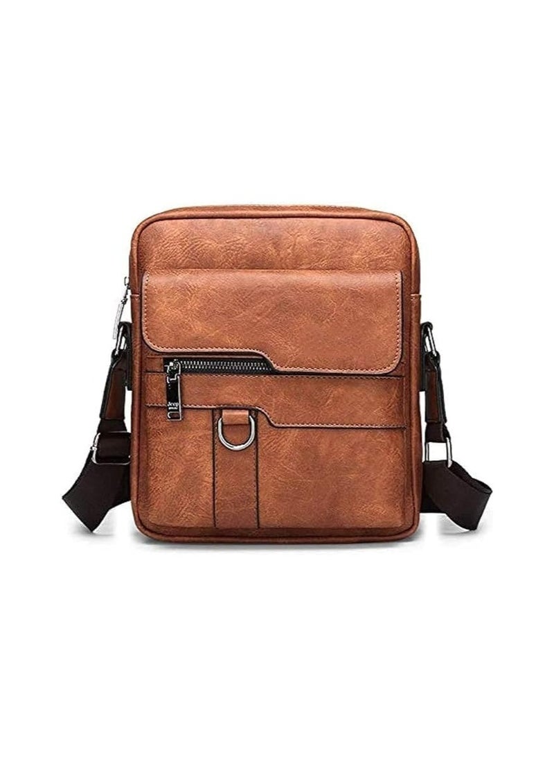 Classic Men’s Genuine Leather Crossbody Bag – Elegant & Practical with Adjustable Strap & Multiple Pockets (Code 220287) - Image 1