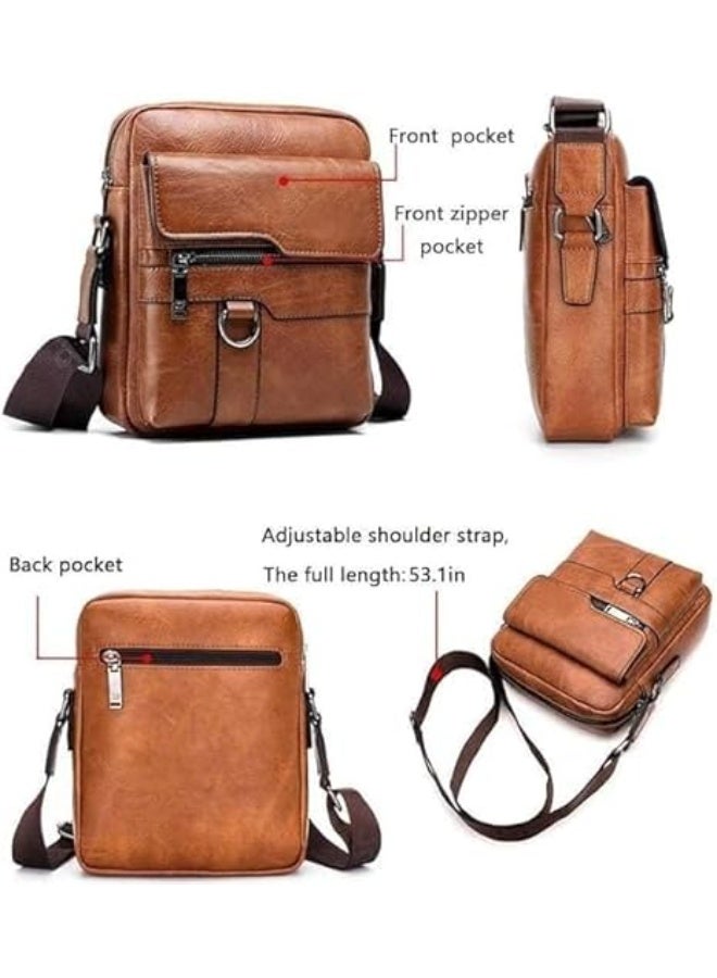 Classic Men’s Genuine Leather Crossbody Bag – Elegant & Practical with Adjustable Strap & Multiple Pockets (Code 220287) - Image 4