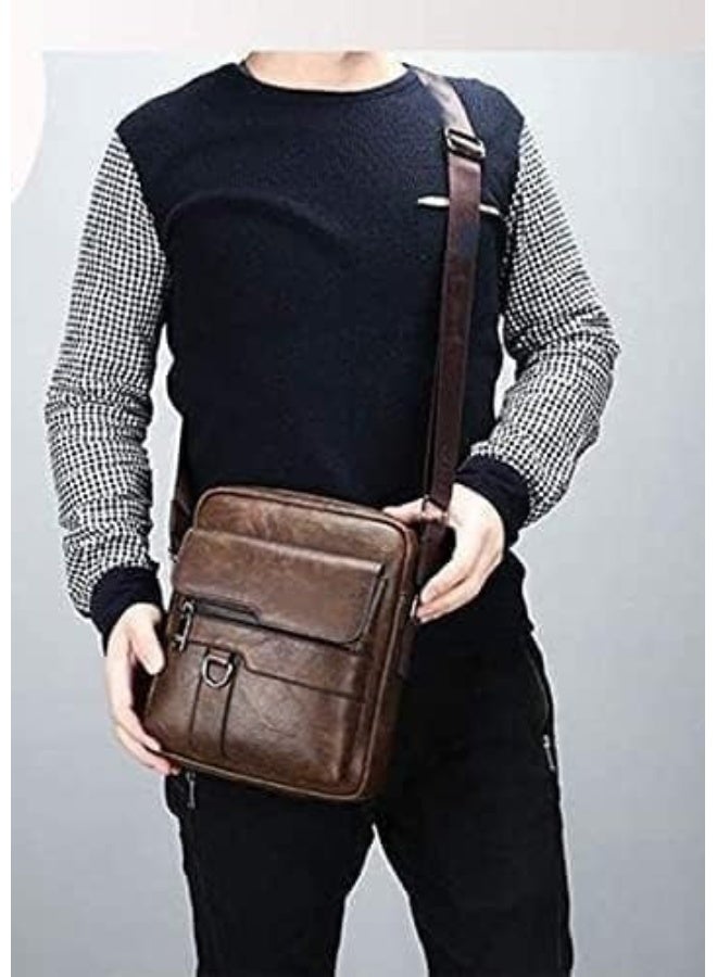 Classic Men’s Genuine Leather Crossbody Bag – Elegant & Practical with Adjustable Strap & Multiple Pockets (Code 220287) - Image 2