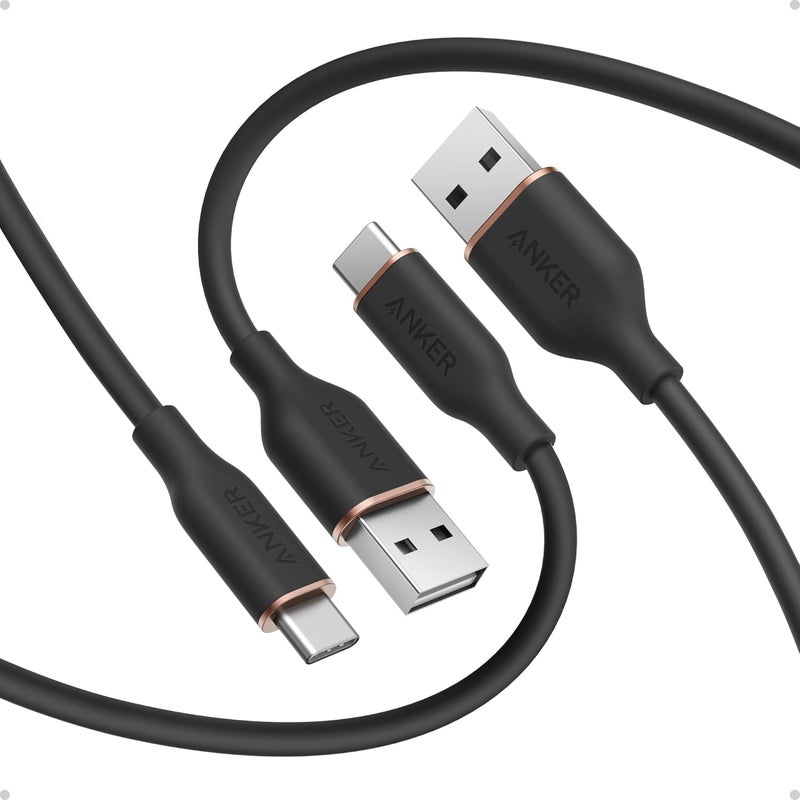 Anker Consistent single item quality Car Carplay USB to USB C Cable, USB A to USB C Charger Cord for Macbook Pro/Air, HP/Dell/Lenovo, iPhone 17/16/15 Series, Samsung S25/S24/S23, Huawei, Honor and More (USB 2.0, 6FT, 2Pack, Black) Leakproof sealed - Image 1
