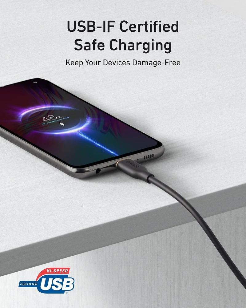 Anker Consistent single item quality Car Carplay USB to USB C Cable, USB A to USB C Charger Cord for Macbook Pro/Air, HP/Dell/Lenovo, iPhone 17/16/15 Series, Samsung S25/S24/S23, Huawei, Honor and More (USB 2.0, 6FT, 2Pack, Black) Leakproof sealed - Image 5