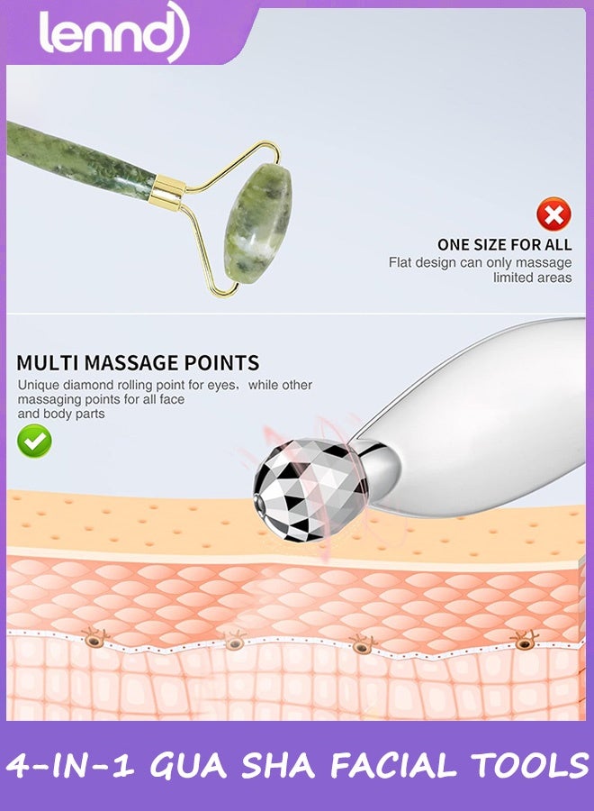 LENND 2-in-1 Gua Sha Facial Tools, Lymphatic Drainage Massager Facial Roller for Wrinkles and Lifting, Stainless Steel Gua Sha Tool for Face. - Image 3